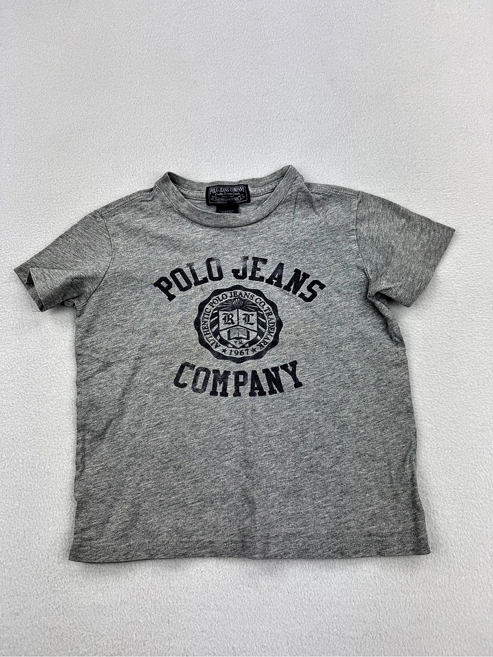 Vintage 90s Ralph Lauren Polo Jeans Co Heather Gray Graphic T-Shirt Kids Sz 4